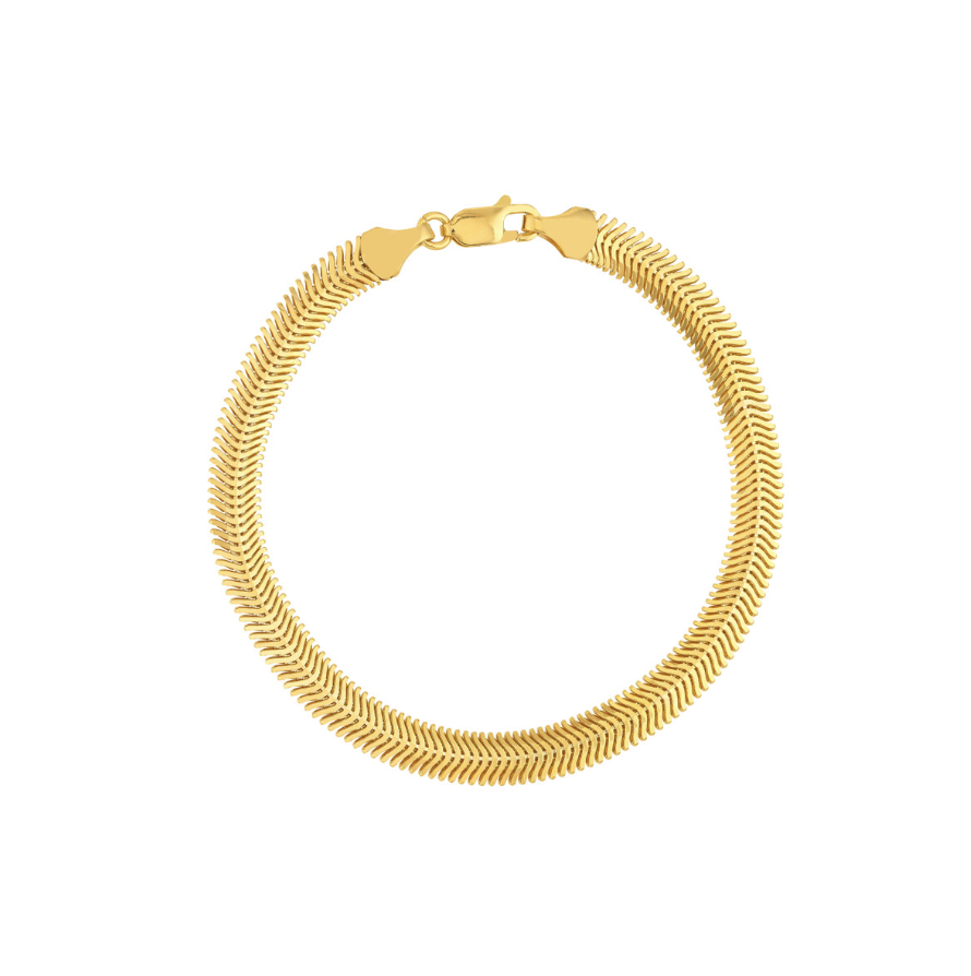 14K Yellow Gold Oval Snake Chain Bracelet By PD Collection